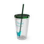 Chicken Rooster & Hen 16oz Tumbler with Straw - Farmhouse Sunsplash Design