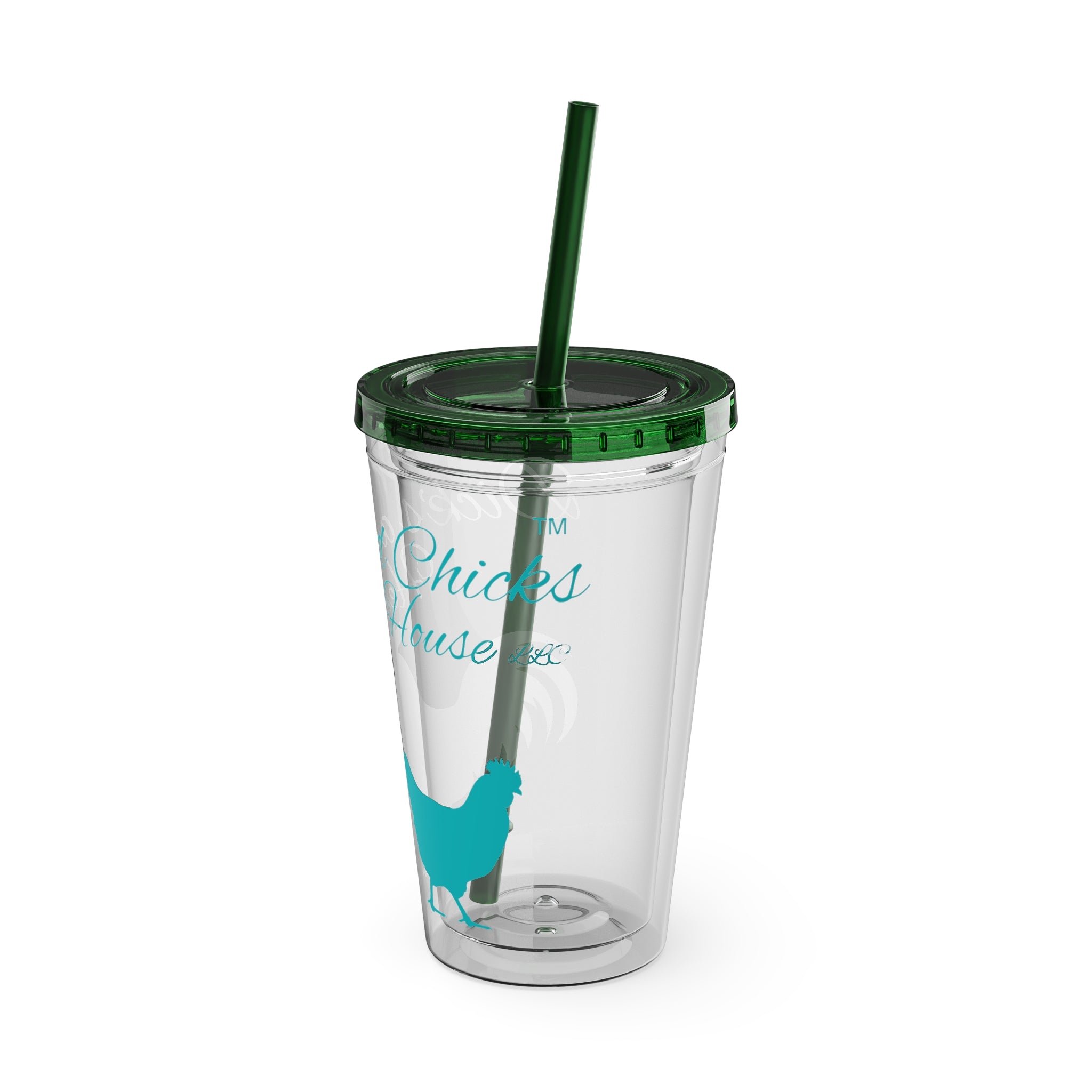 Chicken Rooster & Hen 16oz Tumbler with Straw - Farmhouse Sunsplash Design