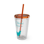 Chicken Rooster & Hen 16oz Tumbler with Straw - Farmhouse Sunsplash Design