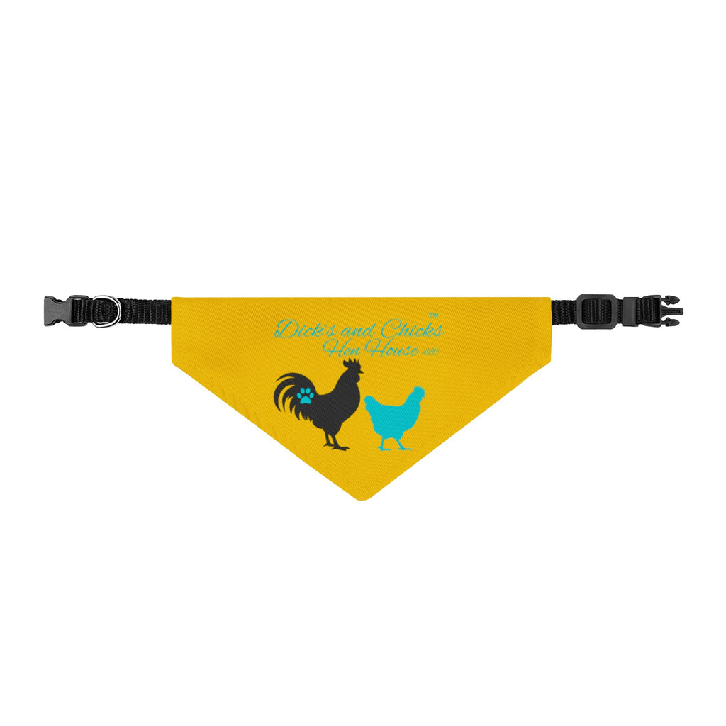 Clip-On Pet Bandana — Yellow Rooster & Hen Farm Life Dog Collar Accessory