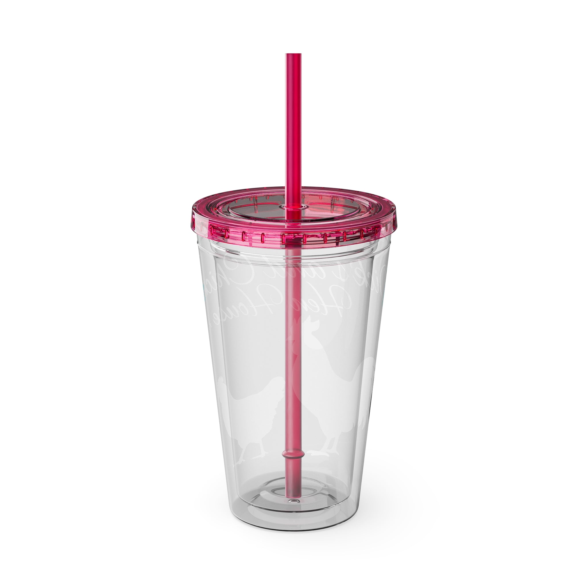 Chicken Rooster & Hen 16oz Tumbler with Straw - Farmhouse Sunsplash Design