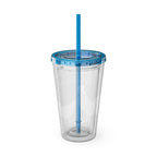 Chicken Rooster & Hen 16oz Tumbler with Straw - Farmhouse Sunsplash Design