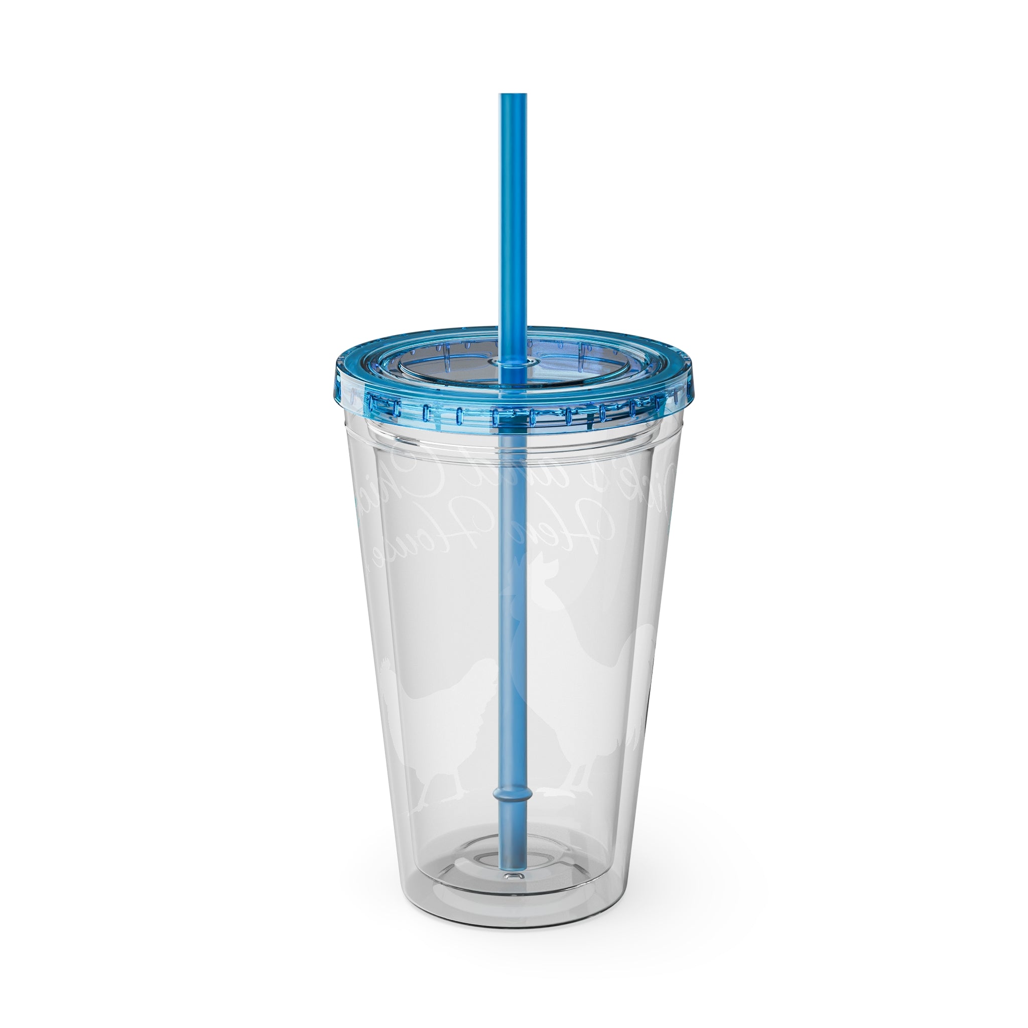 Chicken Rooster & Hen 16oz Tumbler with Straw - Farmhouse Sunsplash Design