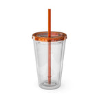 Chicken Rooster & Hen 16oz Tumbler with Straw - Farmhouse Sunsplash Design