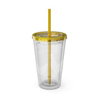 Chicken Rooster & Hen 16oz Tumbler with Straw - Farmhouse Sunsplash Design
