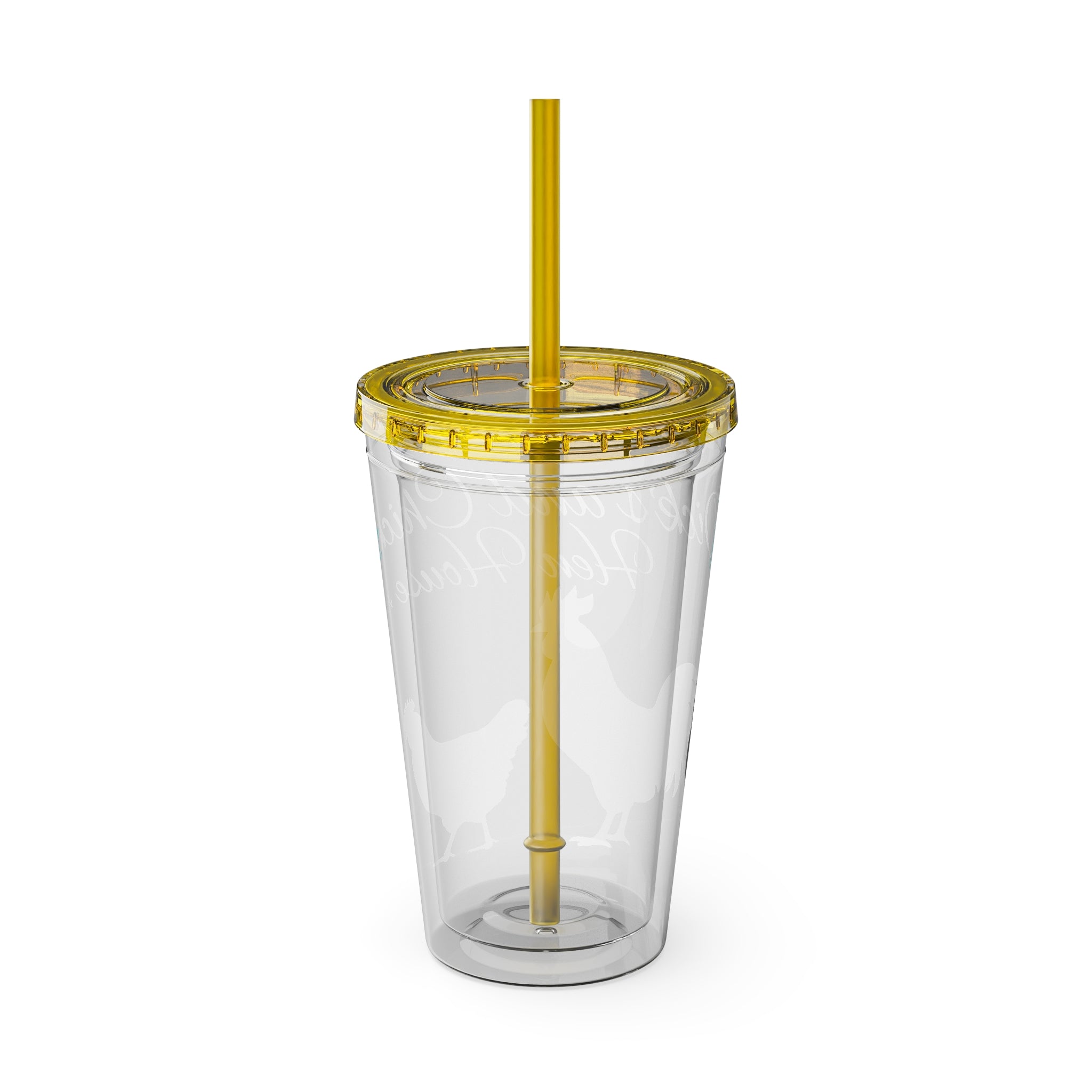 Chicken Rooster & Hen 16oz Tumbler with Straw - Farmhouse Sunsplash Design