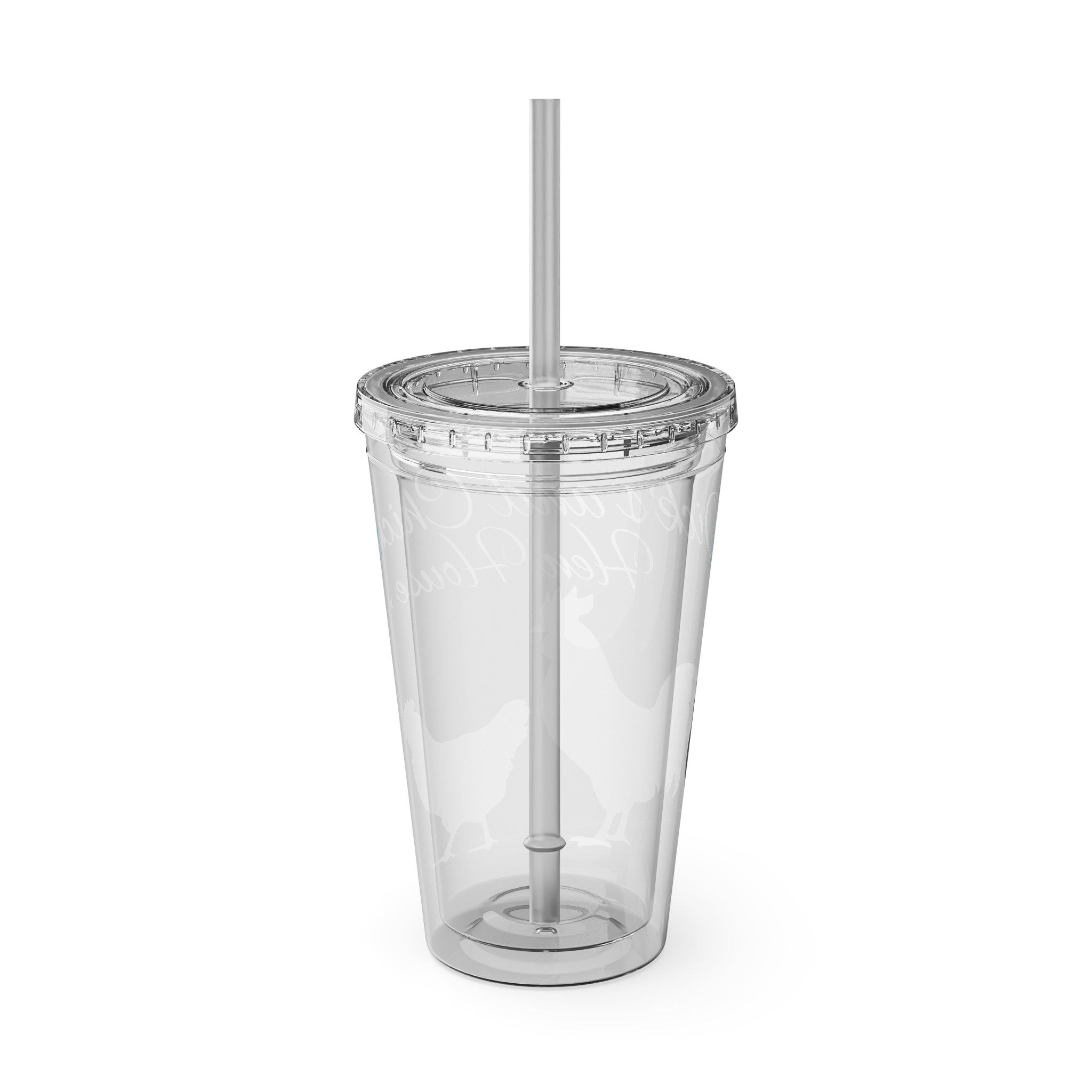 Chicken Rooster & Hen 16oz Tumbler with Straw - Farmhouse Sunsplash Design