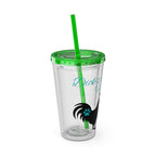 Chicken Rooster & Hen 16oz Tumbler with Straw - Farmhouse Sunsplash Design