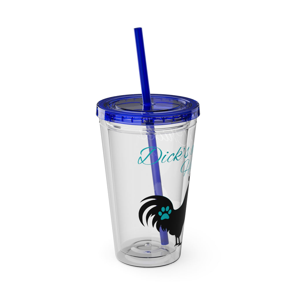 Chicken Rooster & Hen 16oz Tumbler with Straw - Farmhouse Sunsplash Design
