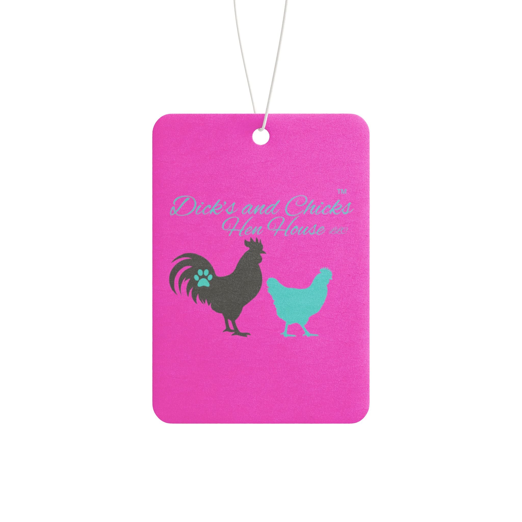 Rooster & Hen Car Air Freshener — Pink Farmhouse Scented Tag