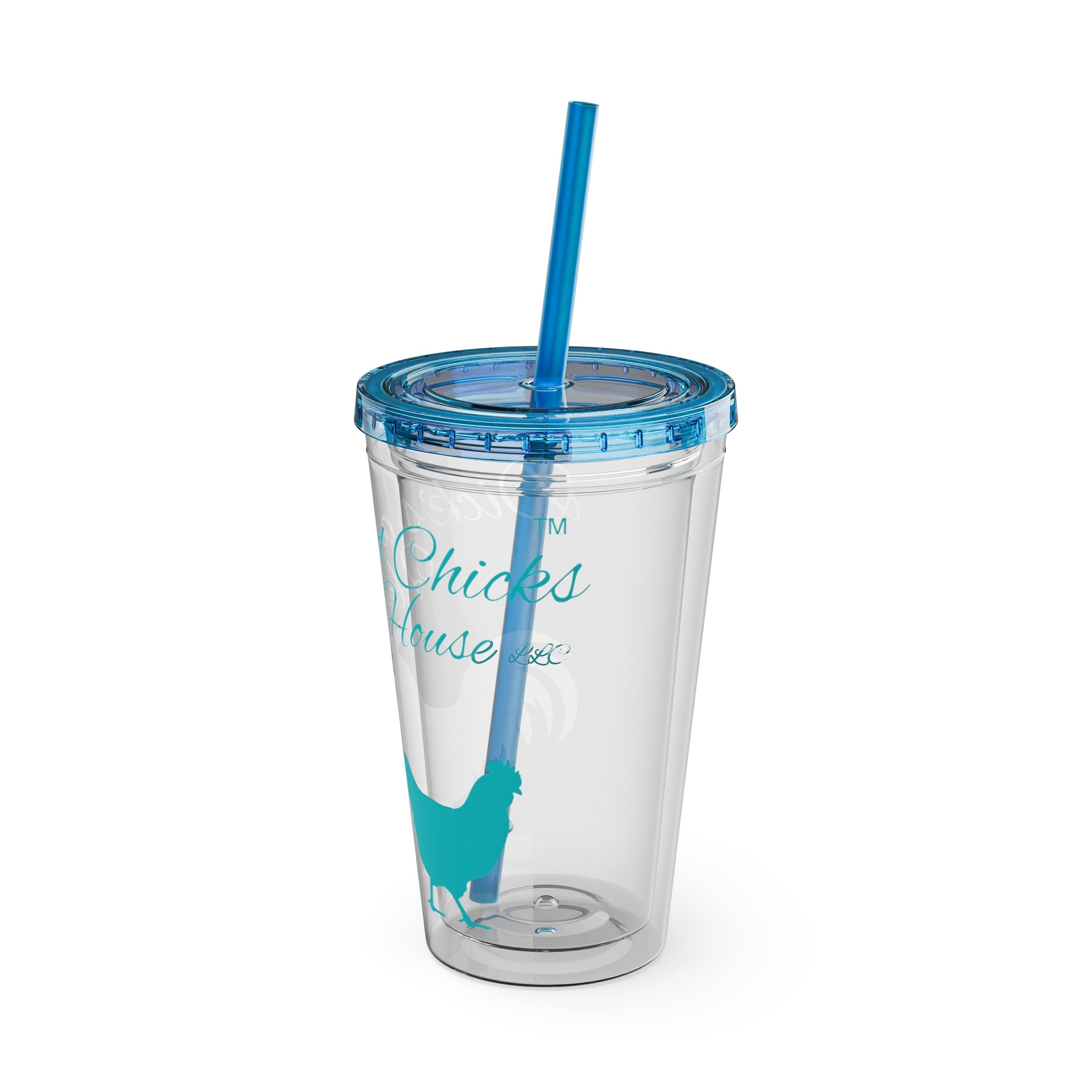 Chicken Rooster & Hen 16oz Tumbler with Straw - Farmhouse Sunsplash Design