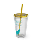 Chicken Rooster & Hen 16oz Tumbler with Straw - Farmhouse Sunsplash Design