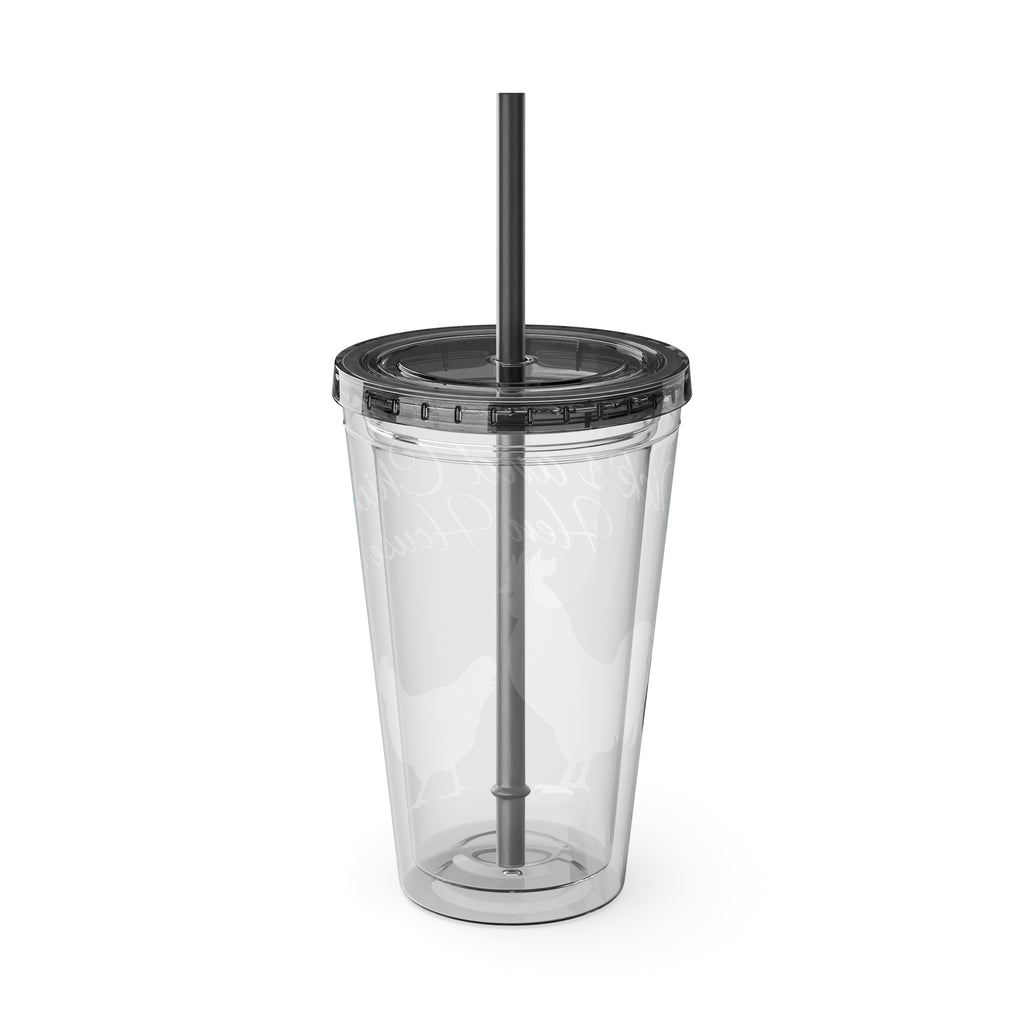 Chicken Rooster & Hen 16oz Tumbler with Straw - Farmhouse Sunsplash Design