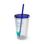 Chicken Rooster & Hen 16oz Tumbler with Straw - Farmhouse Sunsplash Design