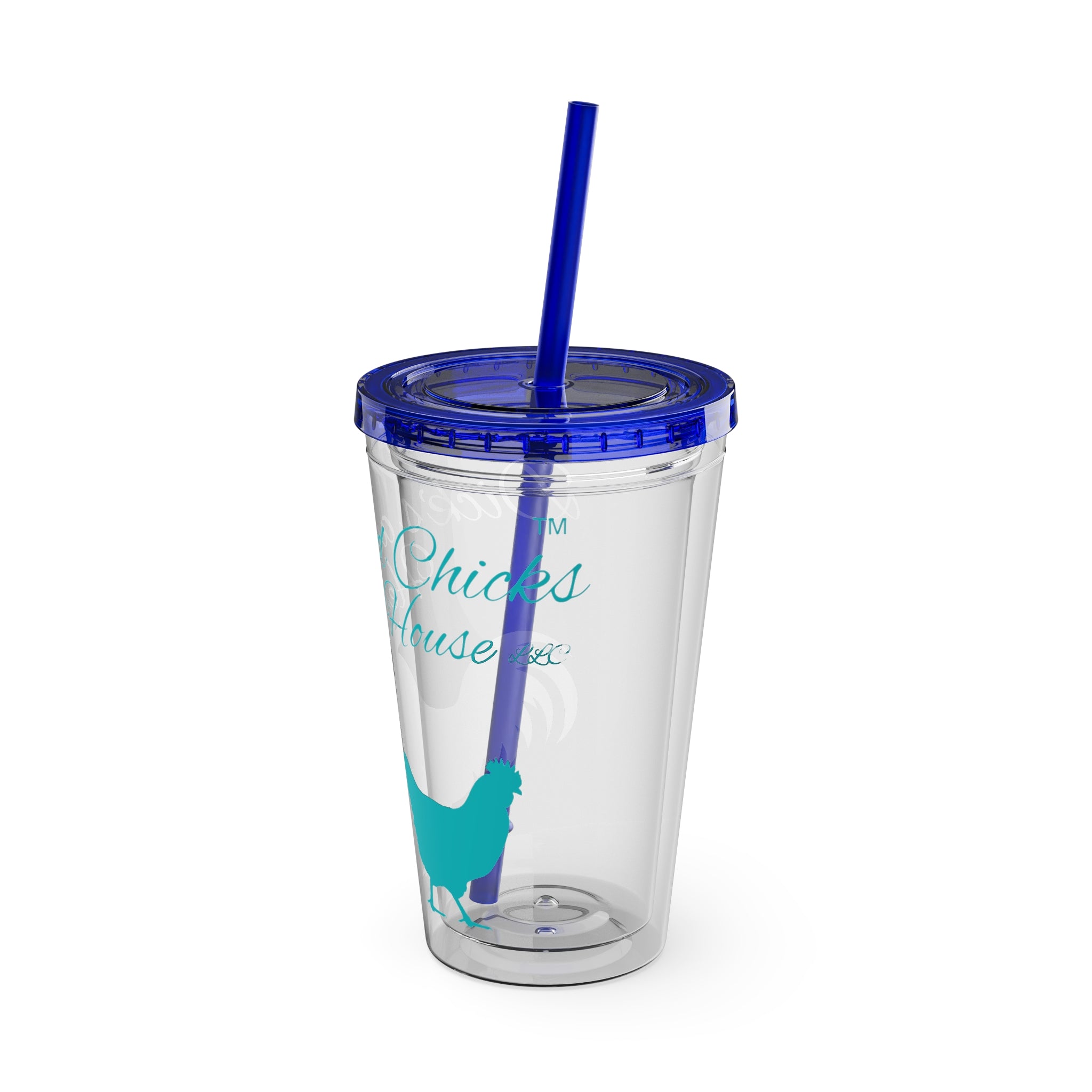 Chicken Rooster & Hen 16oz Tumbler with Straw - Farmhouse Sunsplash Design