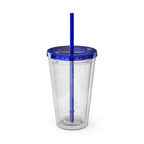 Chicken Rooster & Hen 16oz Tumbler with Straw - Farmhouse Sunsplash Design