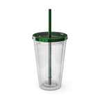 Chicken Rooster & Hen 16oz Tumbler with Straw - Farmhouse Sunsplash Design