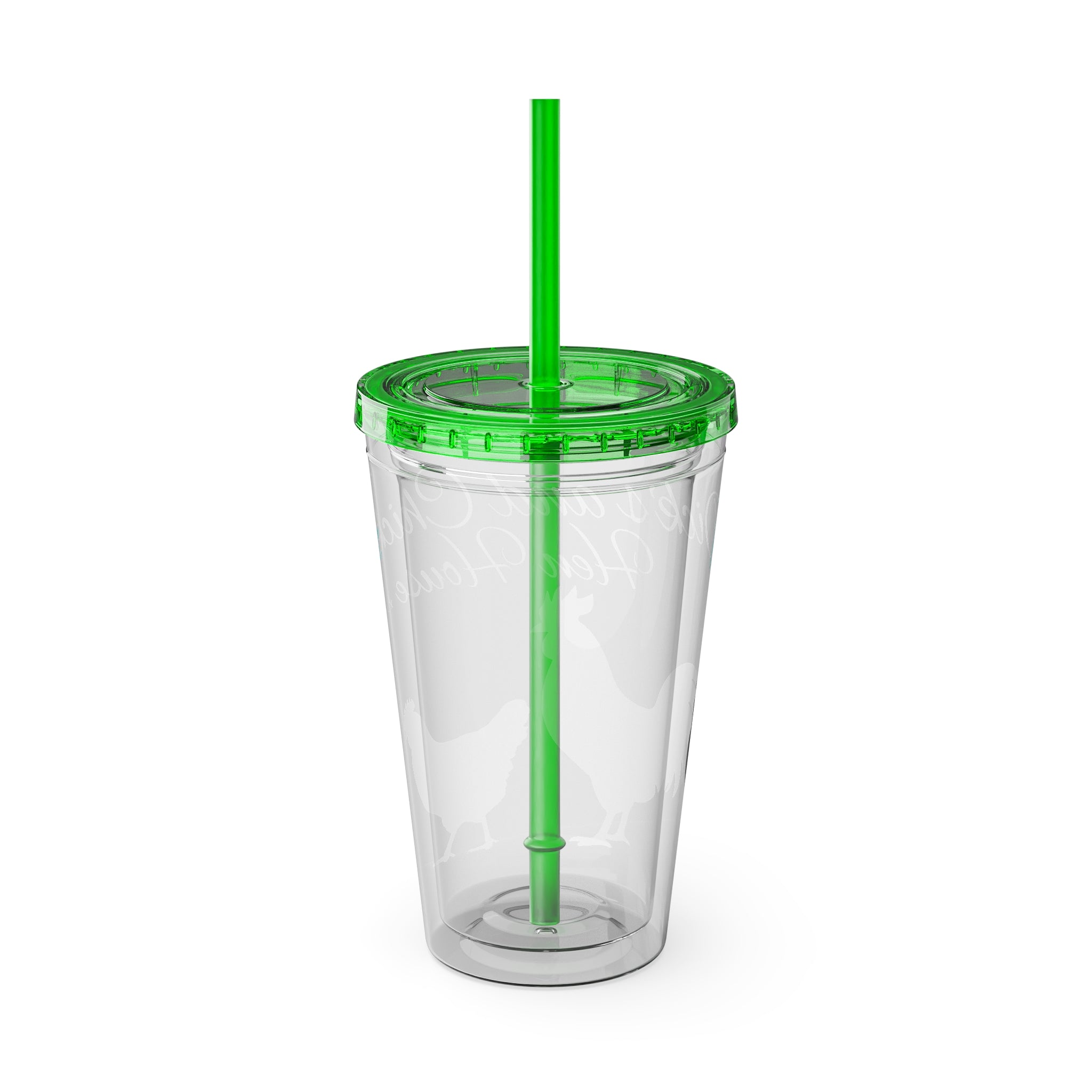 Chicken Rooster & Hen 16oz Tumbler with Straw - Farmhouse Sunsplash Design