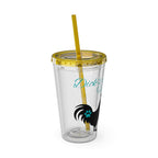Chicken Rooster & Hen 16oz Tumbler with Straw - Farmhouse Sunsplash Design