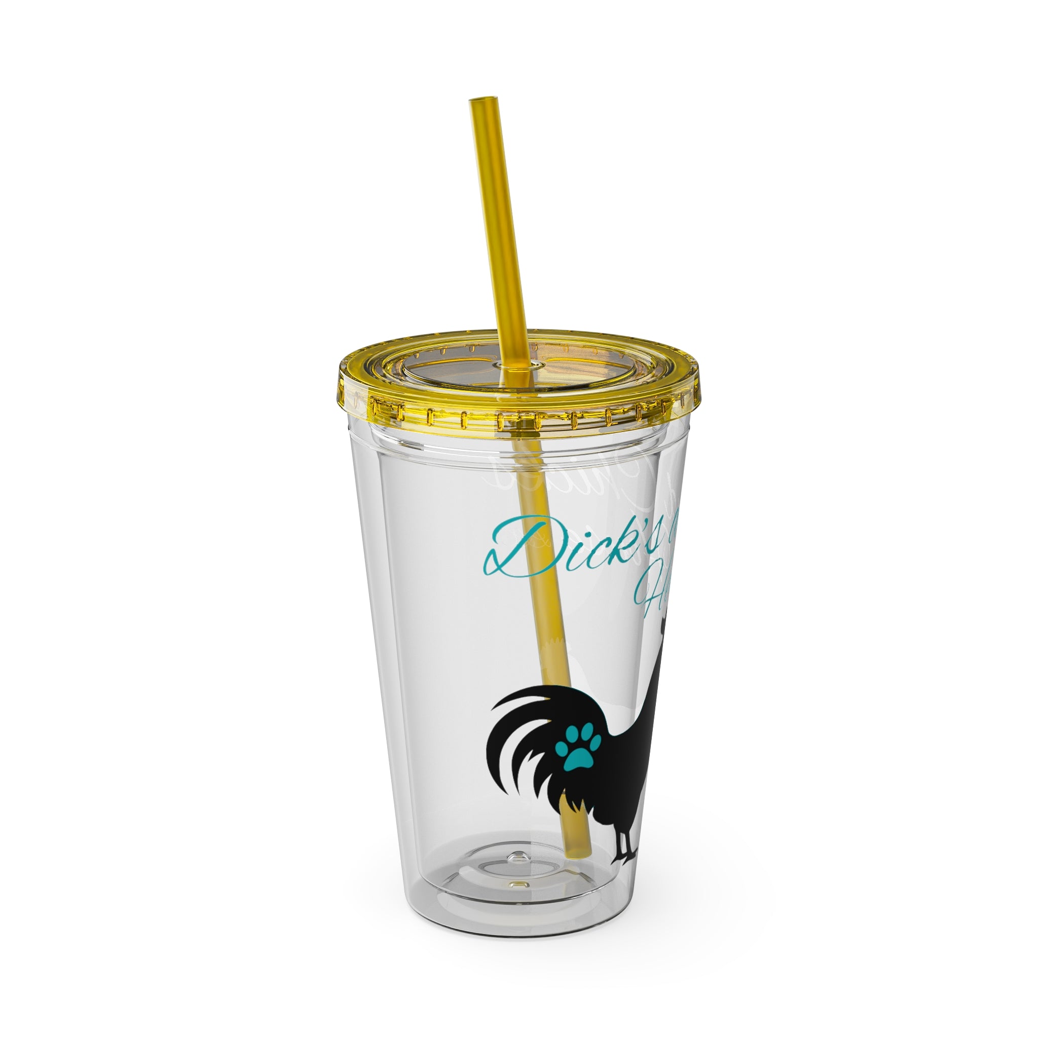 Chicken Rooster & Hen 16oz Tumbler with Straw - Farmhouse Sunsplash Design