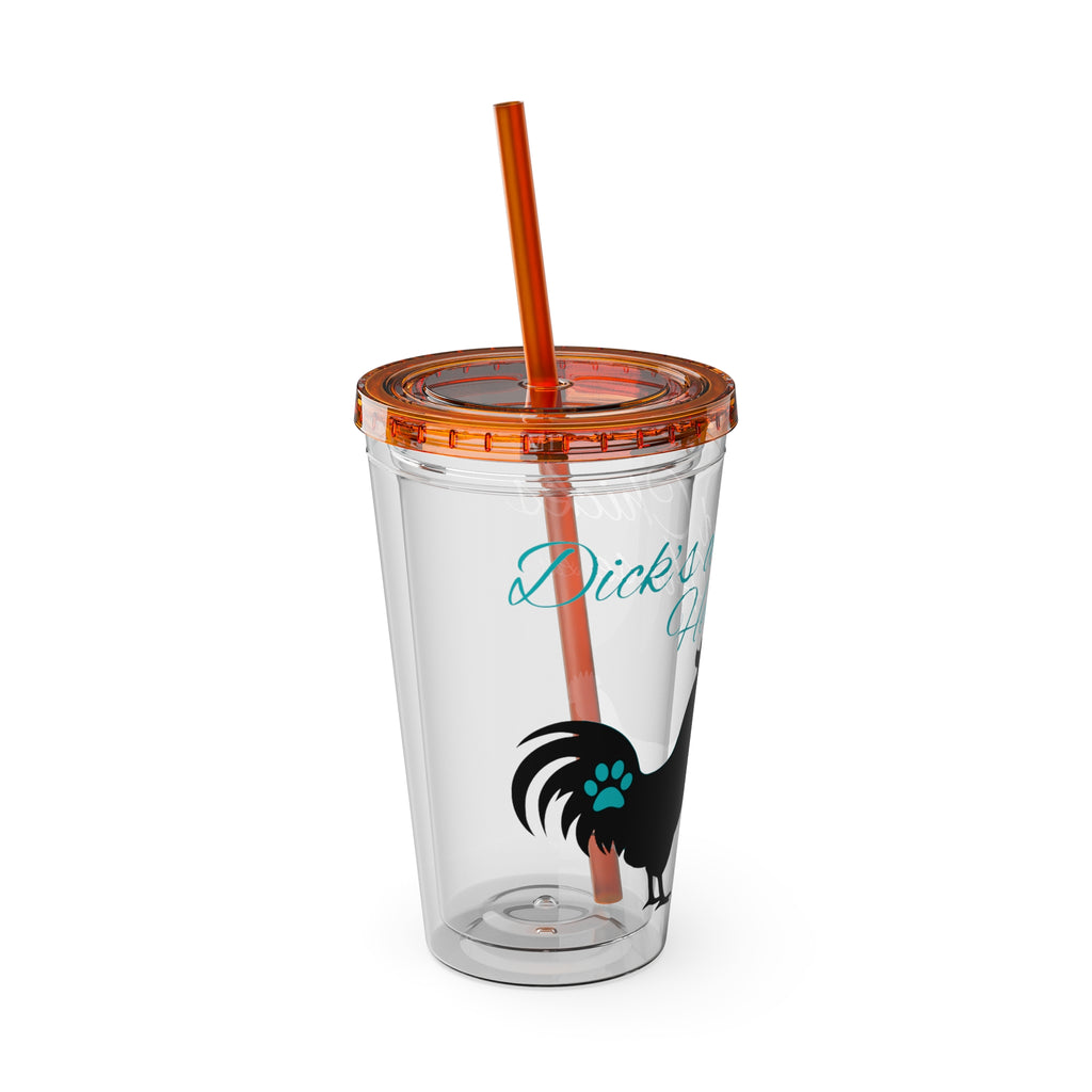 Chicken Rooster & Hen 16oz Tumbler with Straw - Farmhouse Sunsplash Design