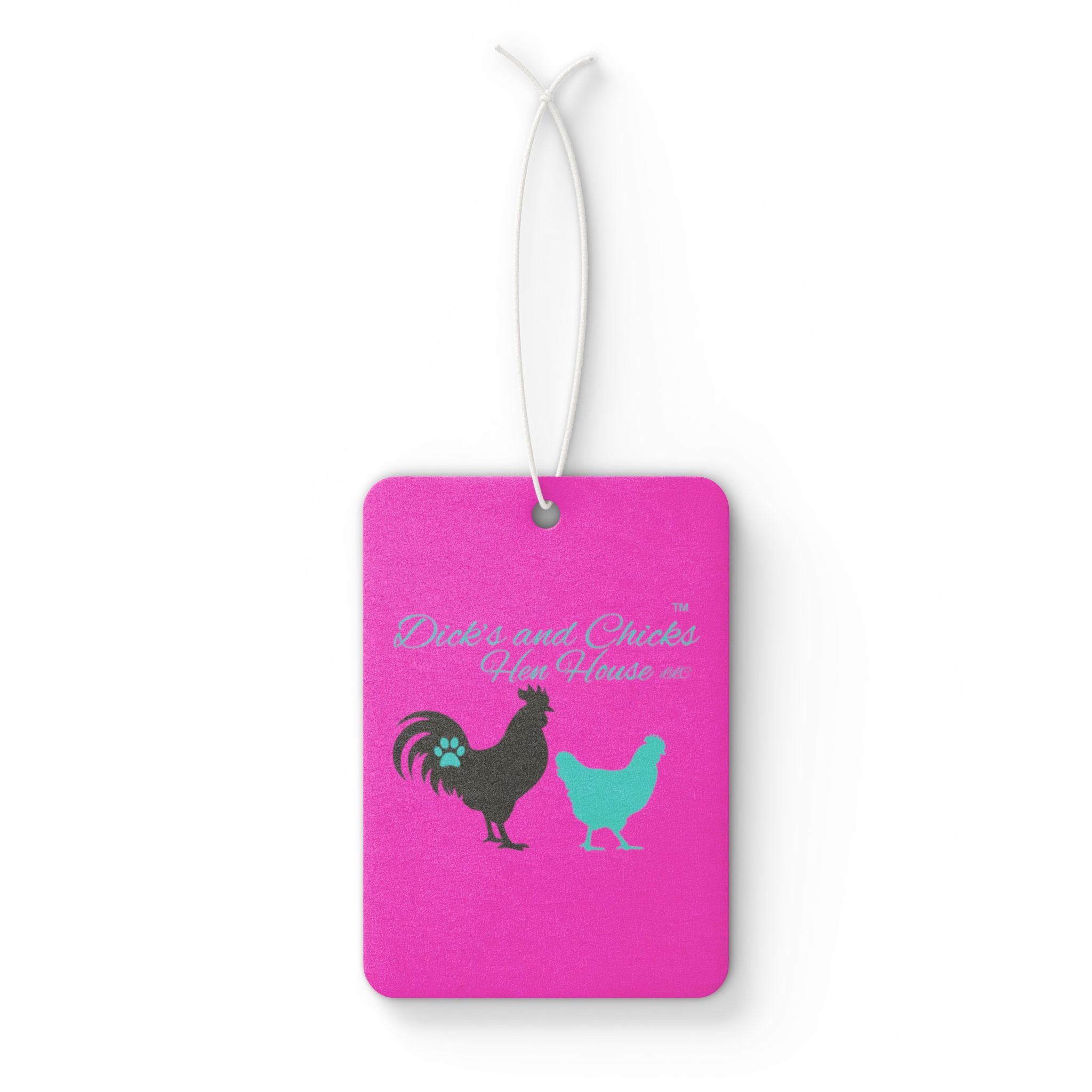Rooster & Hen Car Air Freshener — Pink Farmhouse Scented Tag