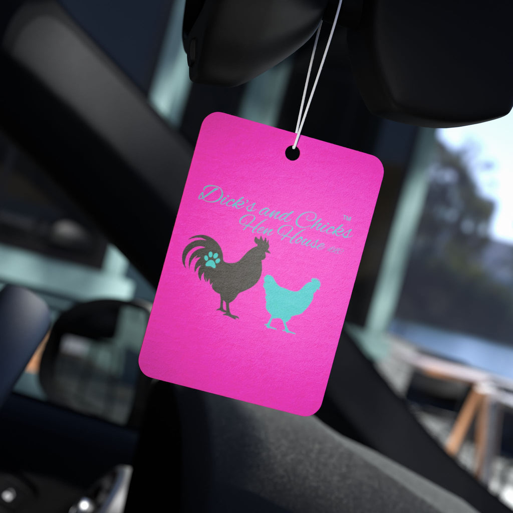 Rooster & Hen Car Air Freshener — Pink Farmhouse Scented Tag