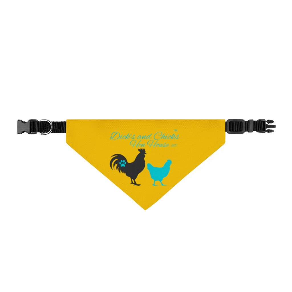Clip-On Pet Bandana — Yellow Rooster & Hen Farm Life Dog Collar Accessory