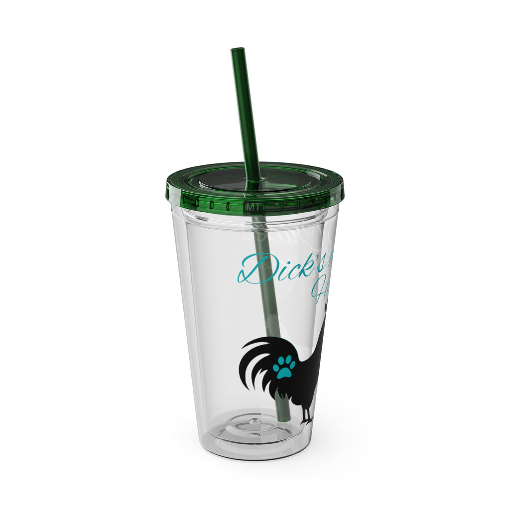 Chicken Rooster & Hen 16oz Tumbler with Straw - Farmhouse Sunsplash Design