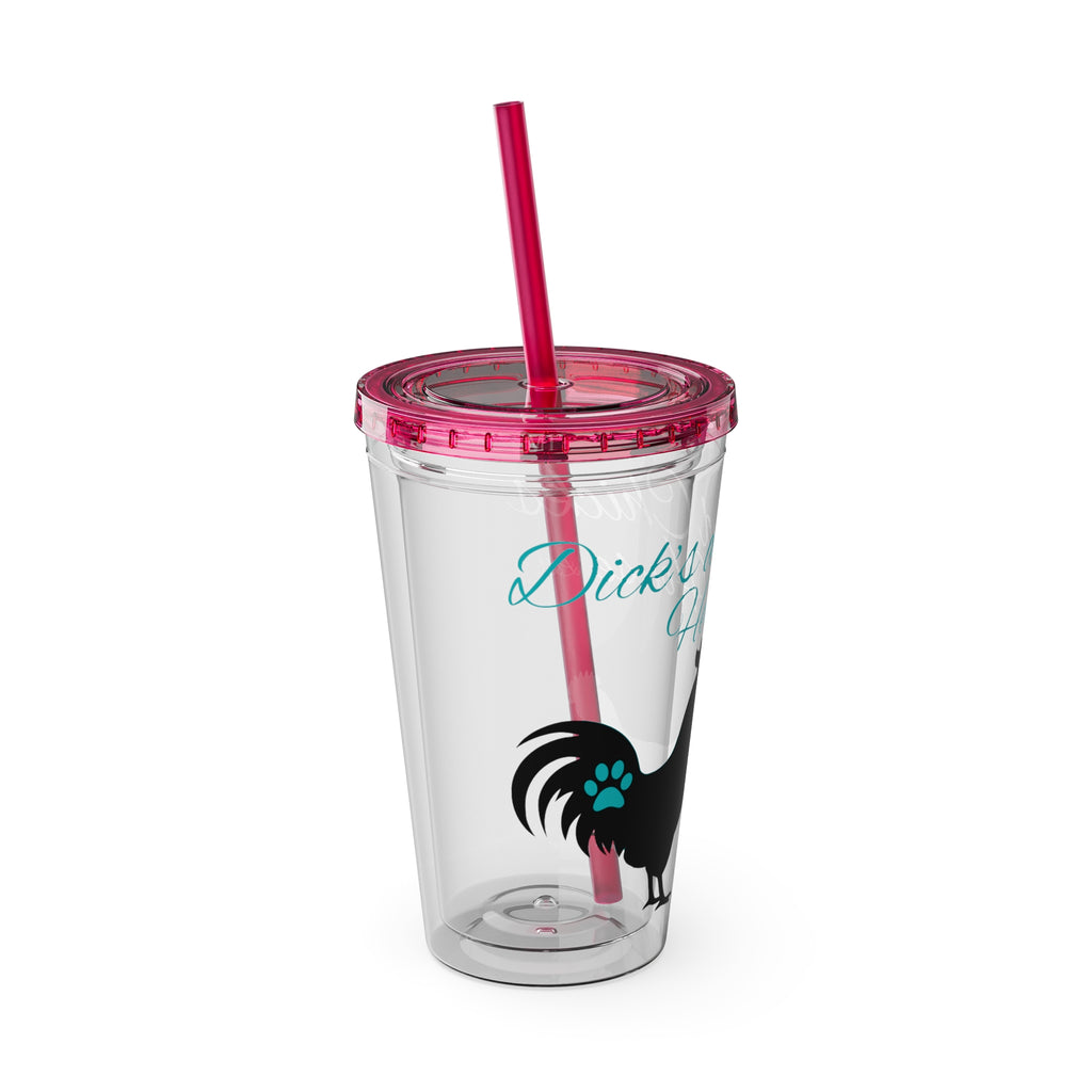 Chicken Rooster & Hen 16oz Tumbler with Straw - Farmhouse Sunsplash Design