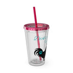 Chicken Rooster & Hen 16oz Tumbler with Straw - Farmhouse Sunsplash Design